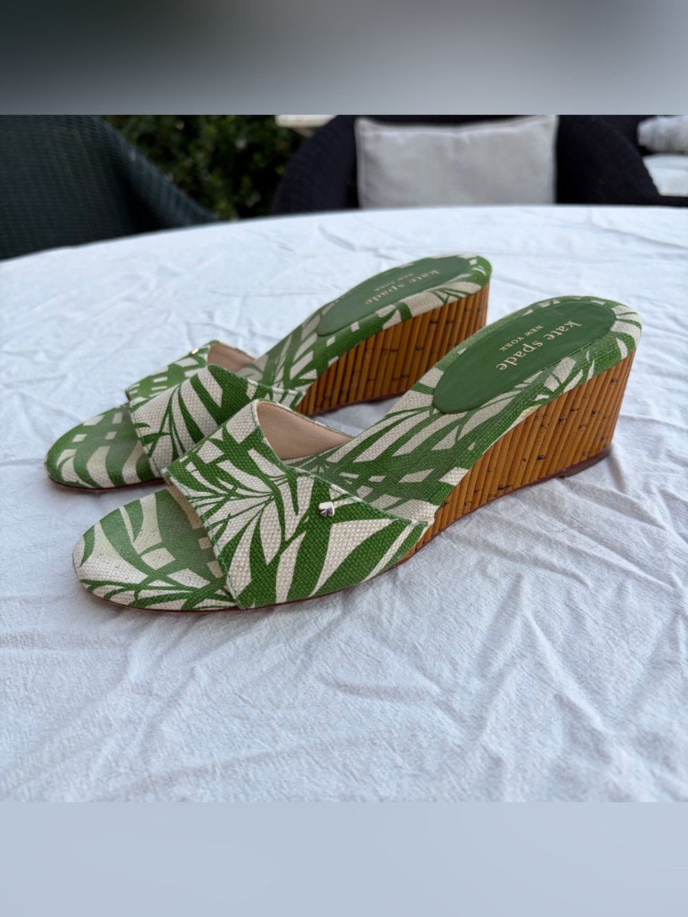 Kate Spade Meena Slide Sandals, Bamboo Palm Tree Wedge Heel Sandals, Summer